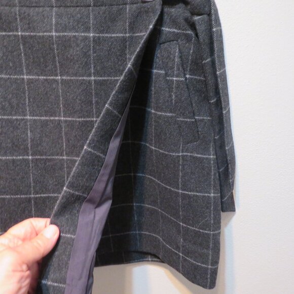 J.Crew Wool Blend Gray Plaid Wrap Skirt with Pockets Bow - Picture 4 of 8